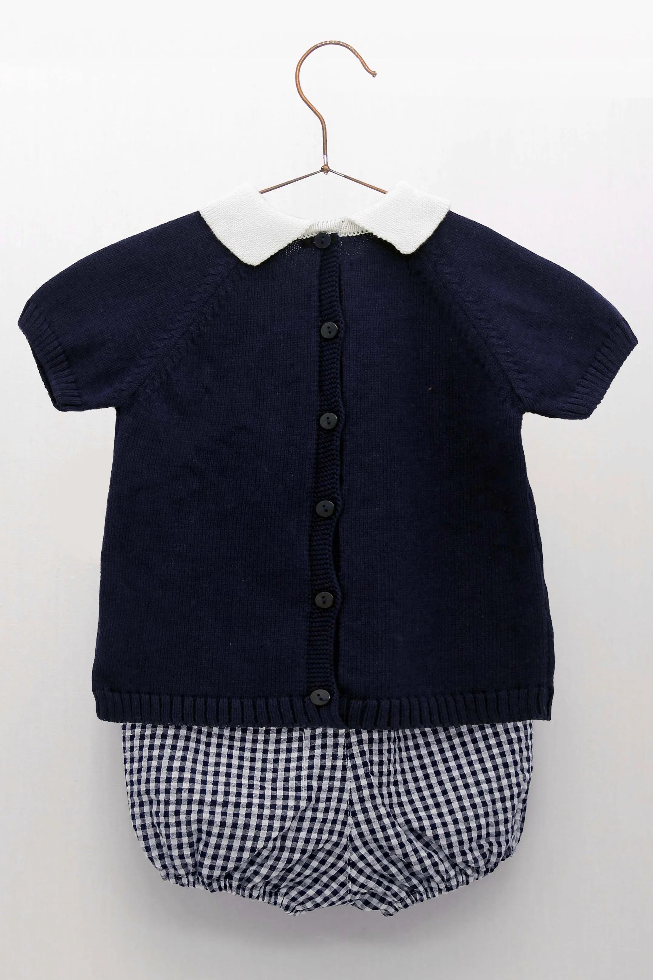 "Santiago" Navy Knit Top & Gingham Jam Pants