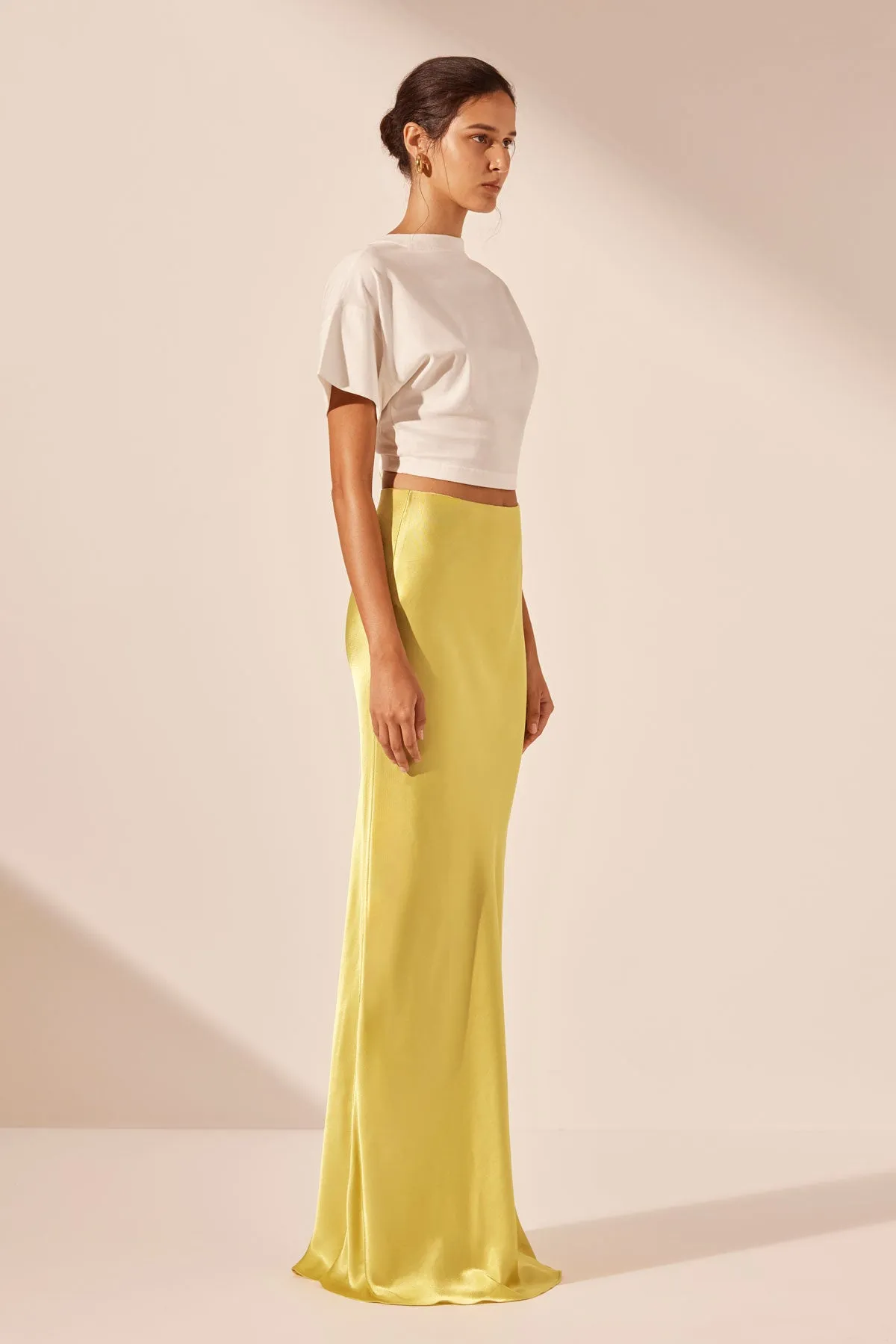 SOFIA BIAS CUT MAXI SKIRT - LIME