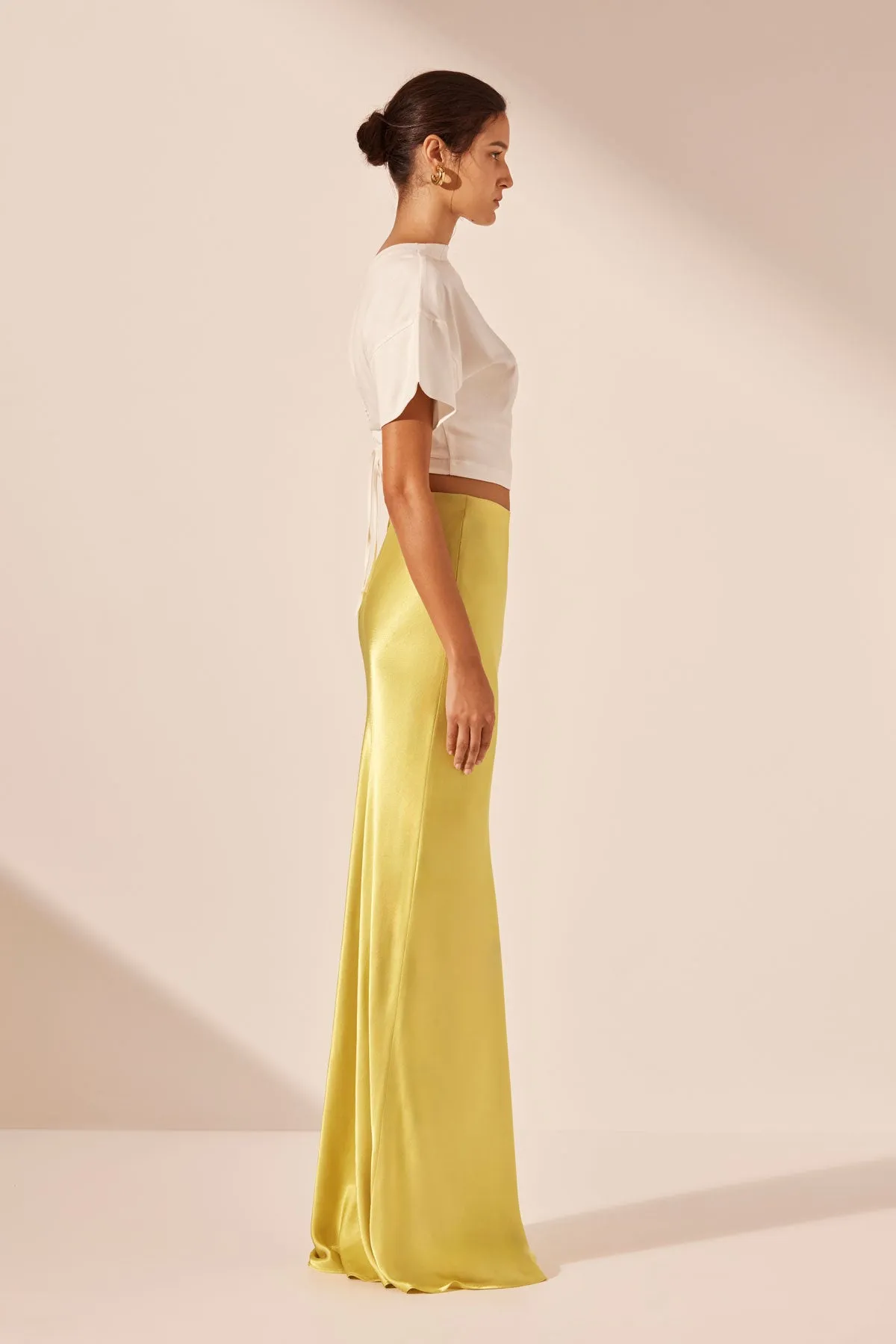 SOFIA BIAS CUT MAXI SKIRT - LIME