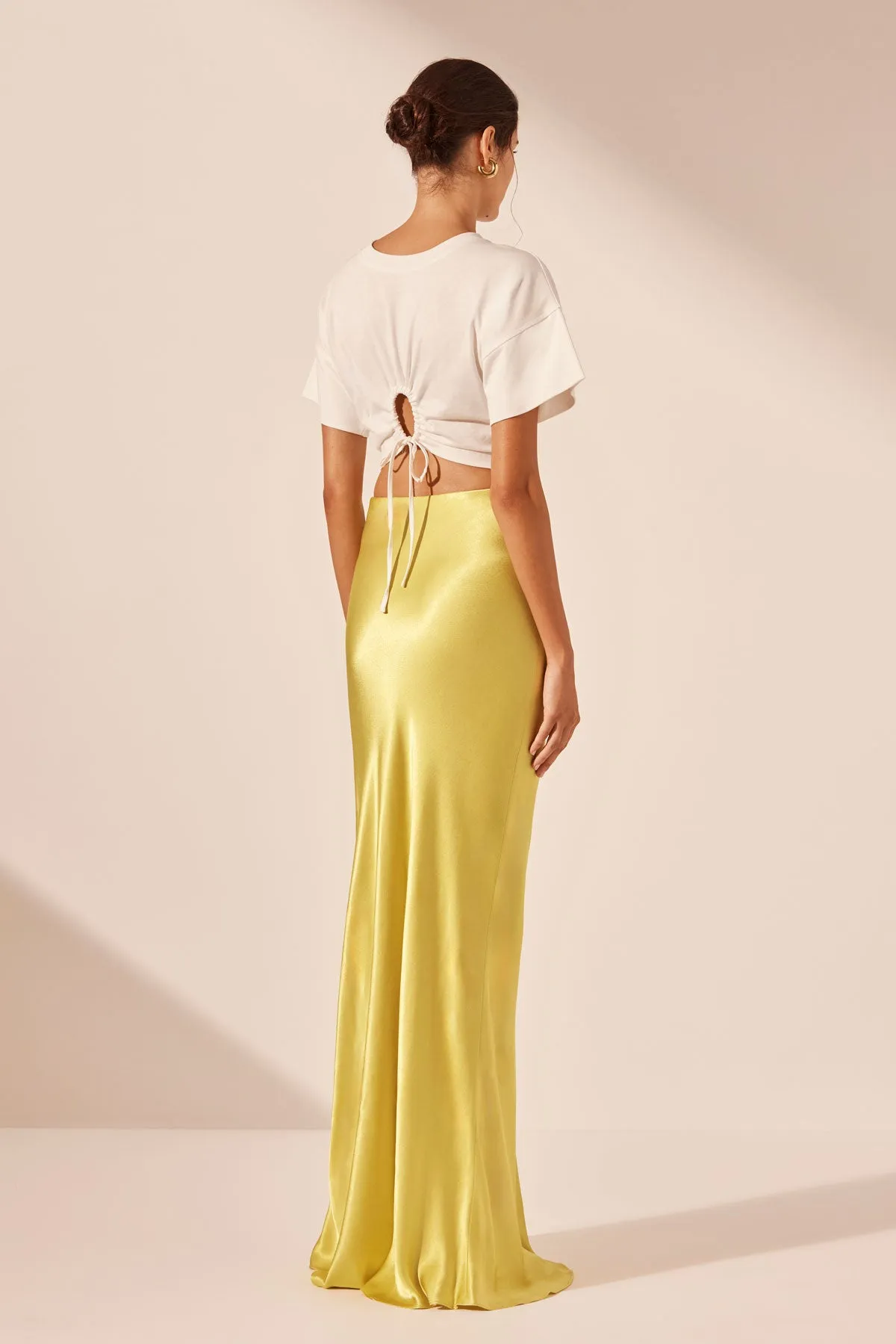 SOFIA BIAS CUT MAXI SKIRT - LIME