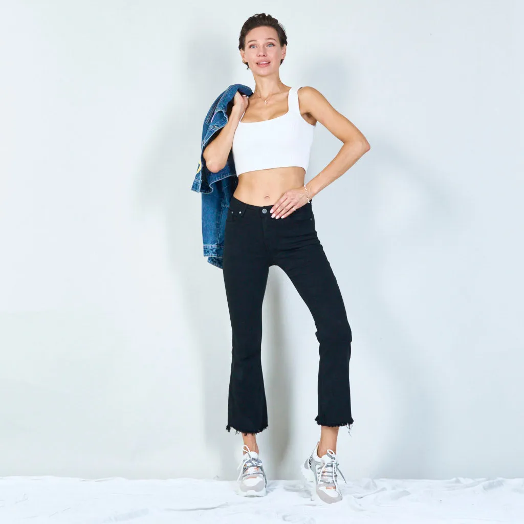 Stylish high-waisted pants with raw hem wholesale