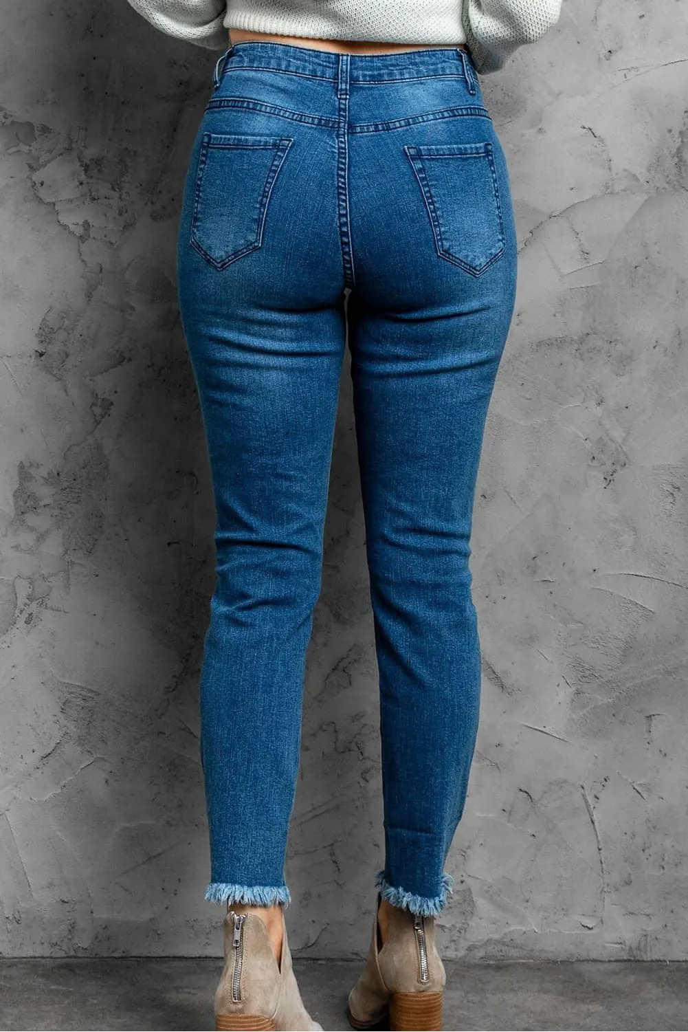 Tina Stylish Distressed Cropped Jeans