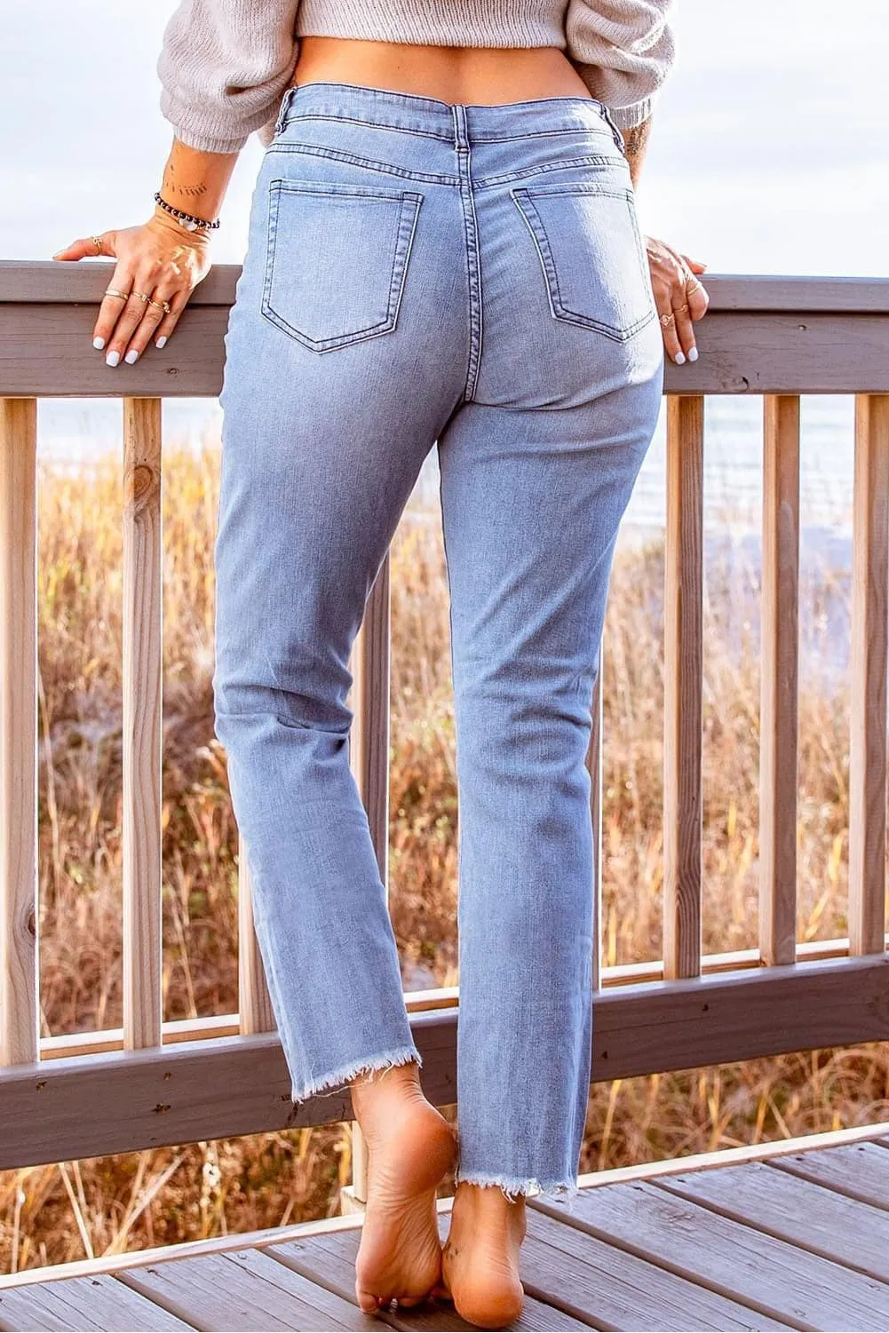 Tina Stylish Distressed Cropped Jeans