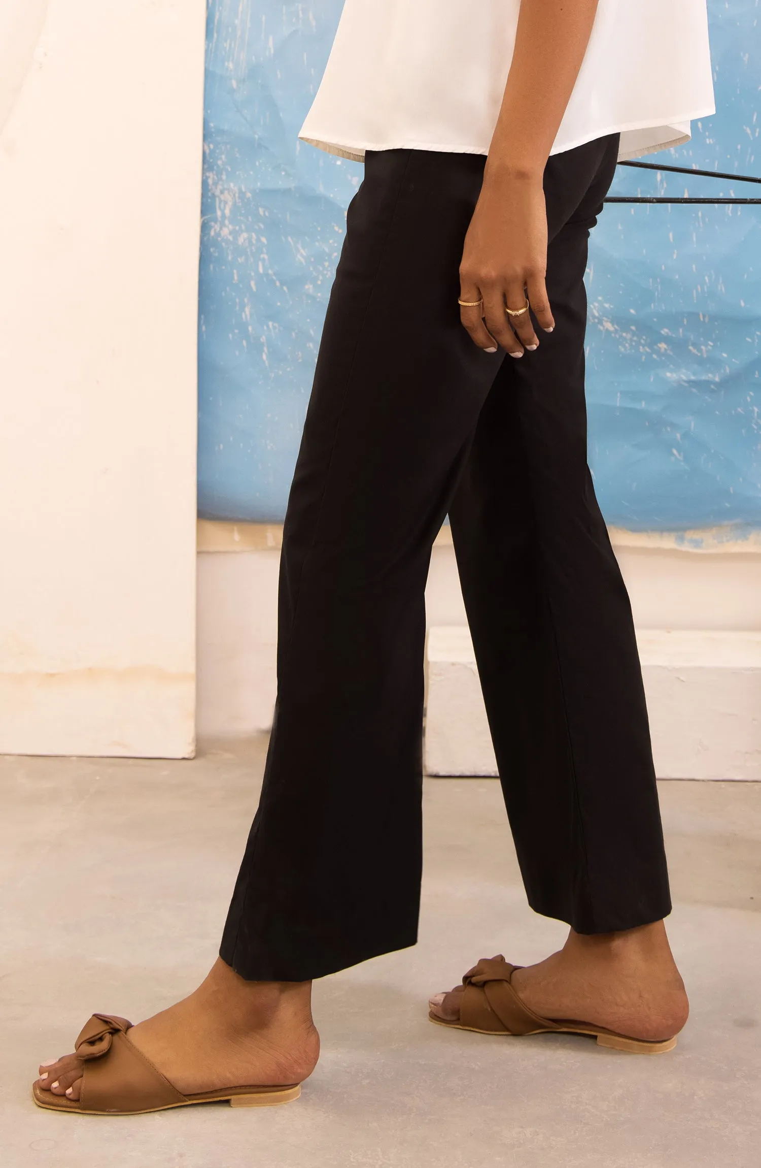 Western 1 Piece Plain Cotton Pants (NRW-015/S BLACK)