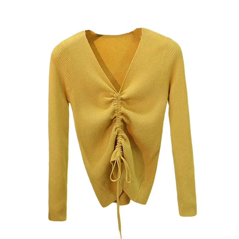Women V-Neck Korean Slimming All-Matching Sweater